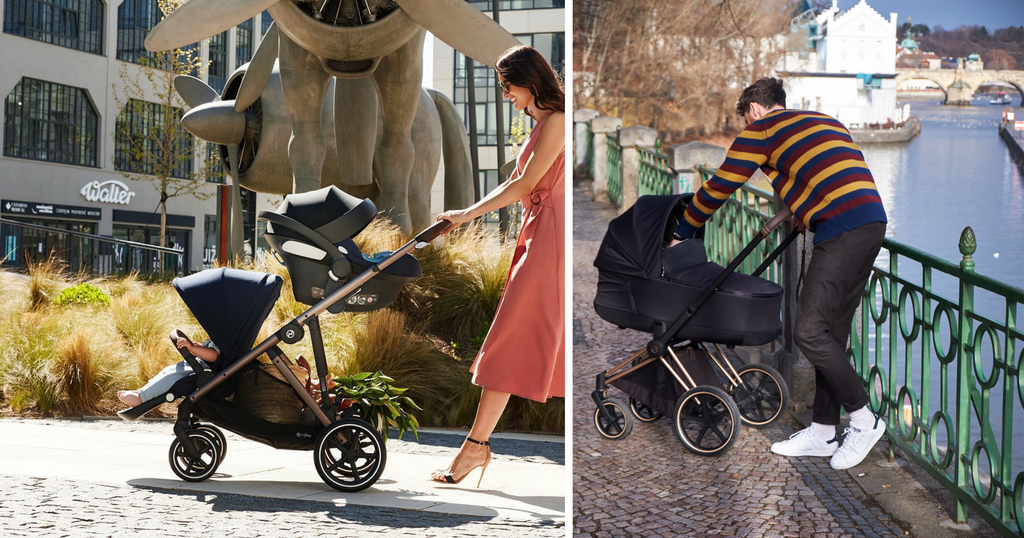 Single pram that shop converts to double